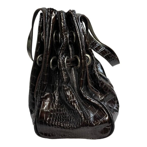 Jimmy Choo Ramona Handbag Purse Shoulder Bag Brown Alligator Croc Leather 15x10 - Picture 5 of 14